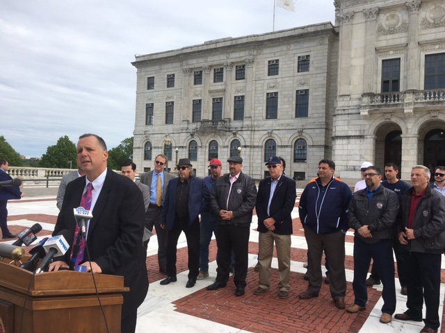 Pawtucket Mayor Don Grebien attempting to rally legislative support for a PawSox stadium plan in 2017.