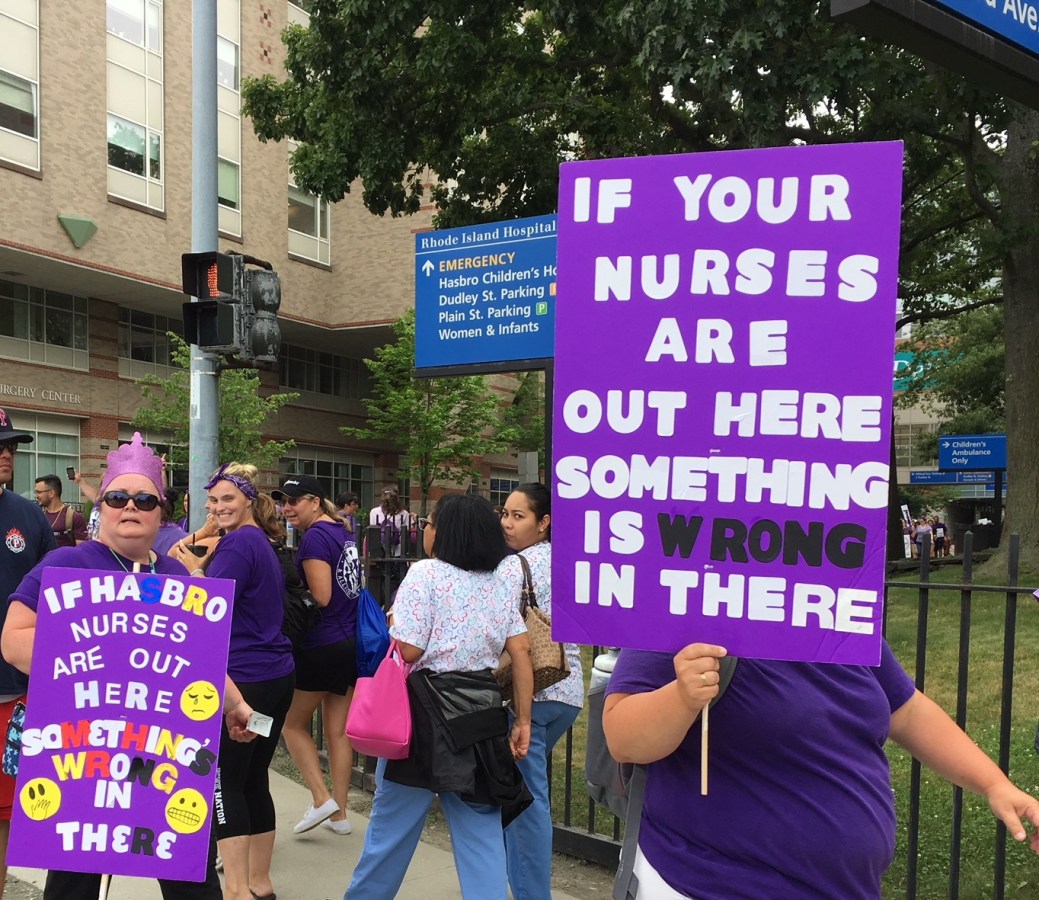 Nurses picket outside Hasbro Children's Hospital during 3-day strike in July