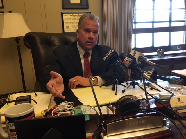 Mattiello speaking in his office earlier this year.