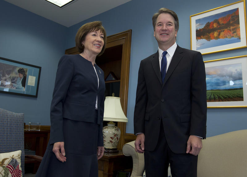 Sen. Susan Collins, R-Maine, meets with Supreme Court nominee Judge Brett Kavanaugh at her office, before a private meeting on Capitol Hill in Washington on Tuesday, Aug. 21, 2018.