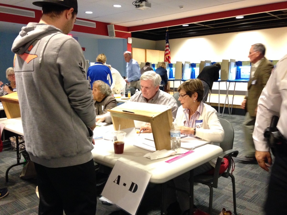 Voters at a polling place in Newport in 2016.