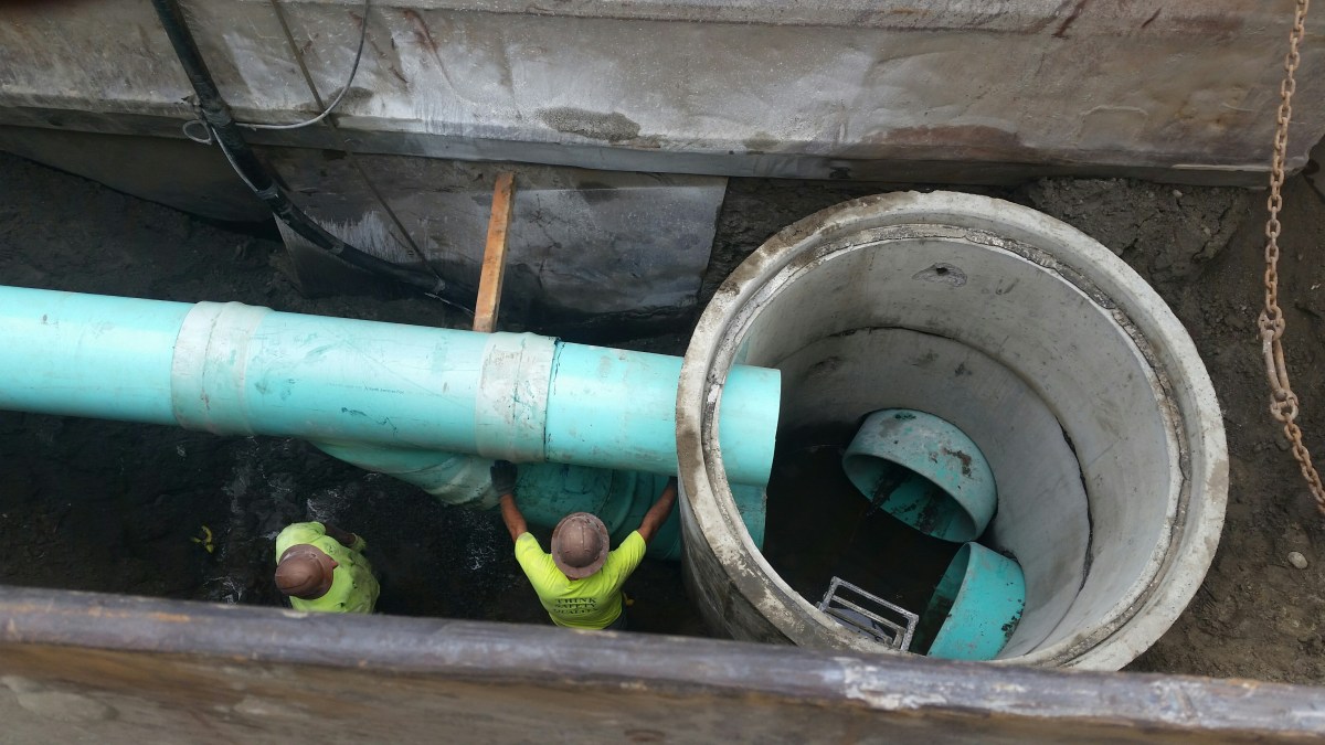 Crews repair a sewer line in Warwick that collapsed in August. They're at it again for a second time after another sewer line failed last week on Sandy Lane.