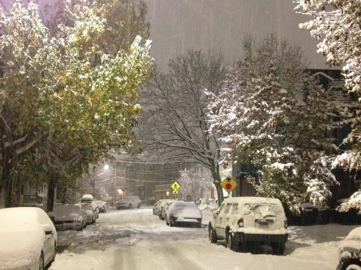 Snow in Providence on Thursday, Nov. 15, 2018.