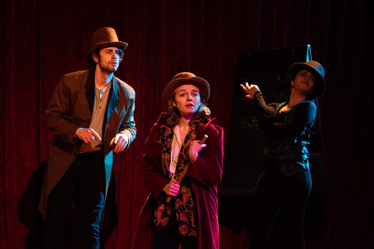 Nicholas Corey, Maggie Papa, and Helena Tafuri in FUTURITY at The Wilbury Theatre Group
