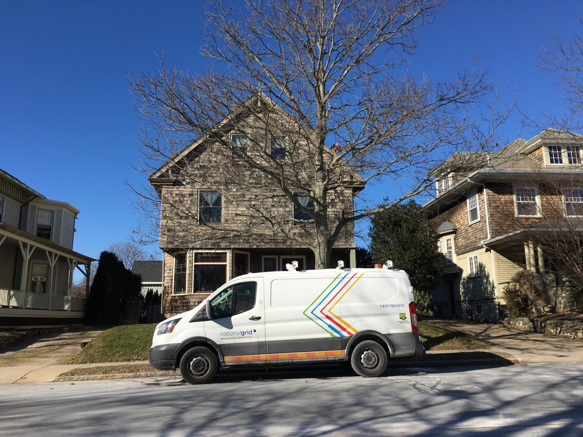 National Grid teams going house-to-house in Newport, turning off gas meters, January 22, 2019.