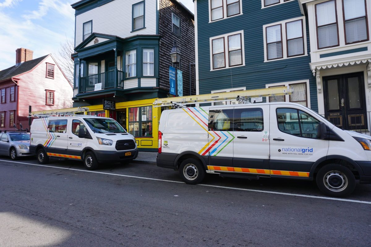 National Grid trucks in Newport