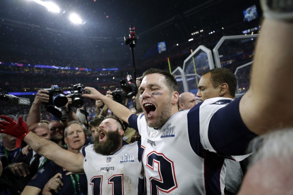 Patriots Rams Super Bowl Football New England Patriots' Julian Edelman, left, and Tom Brady celebrate after the NFL Super Bowl 53 football game against the Los Angeles Rams, Sunday, Feb. 3, 2019, in Atlanta. The Patriots won 13-3. Edelman was named the Most Valuable Player.