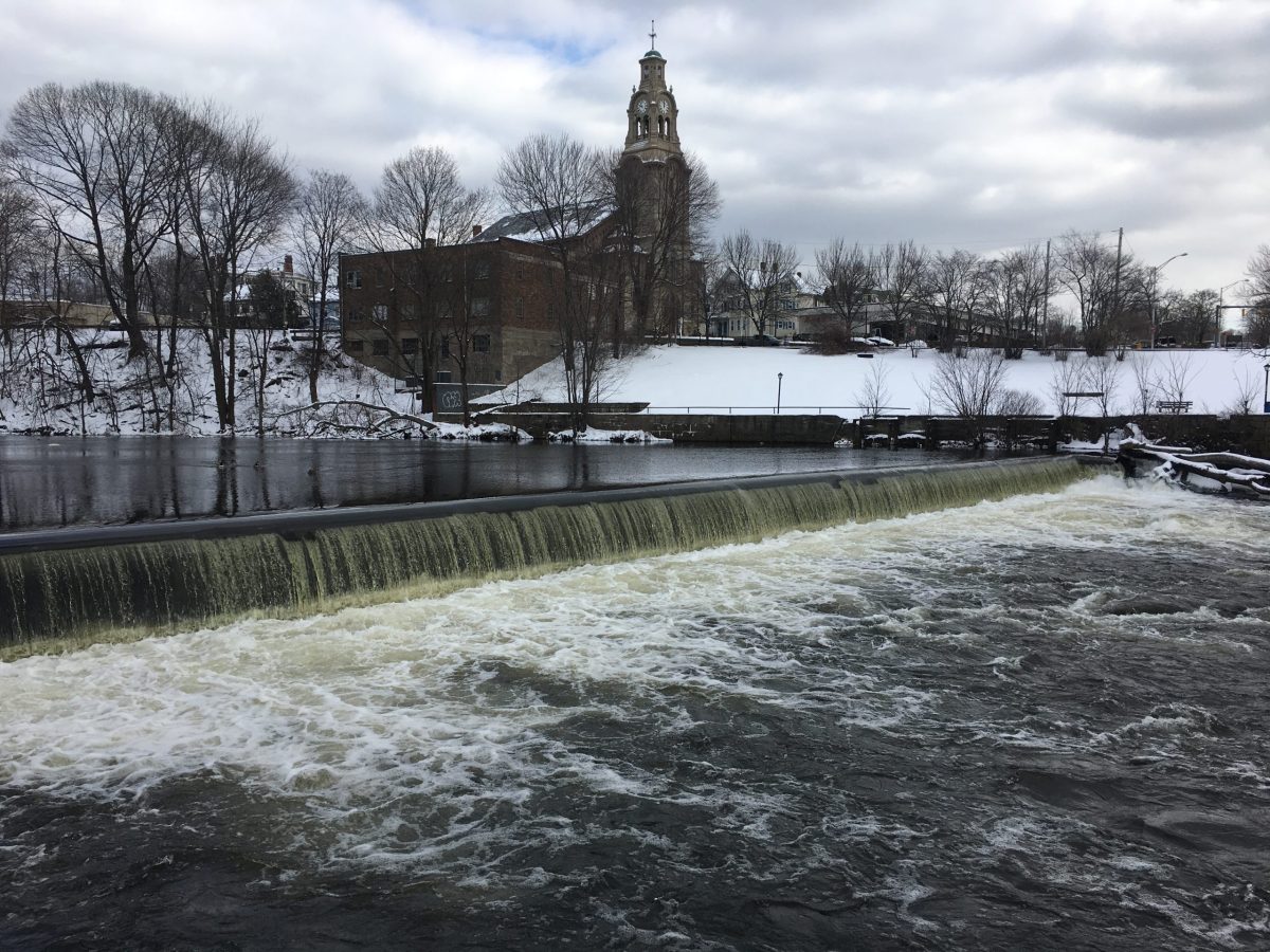 Slater Mill waterfall.