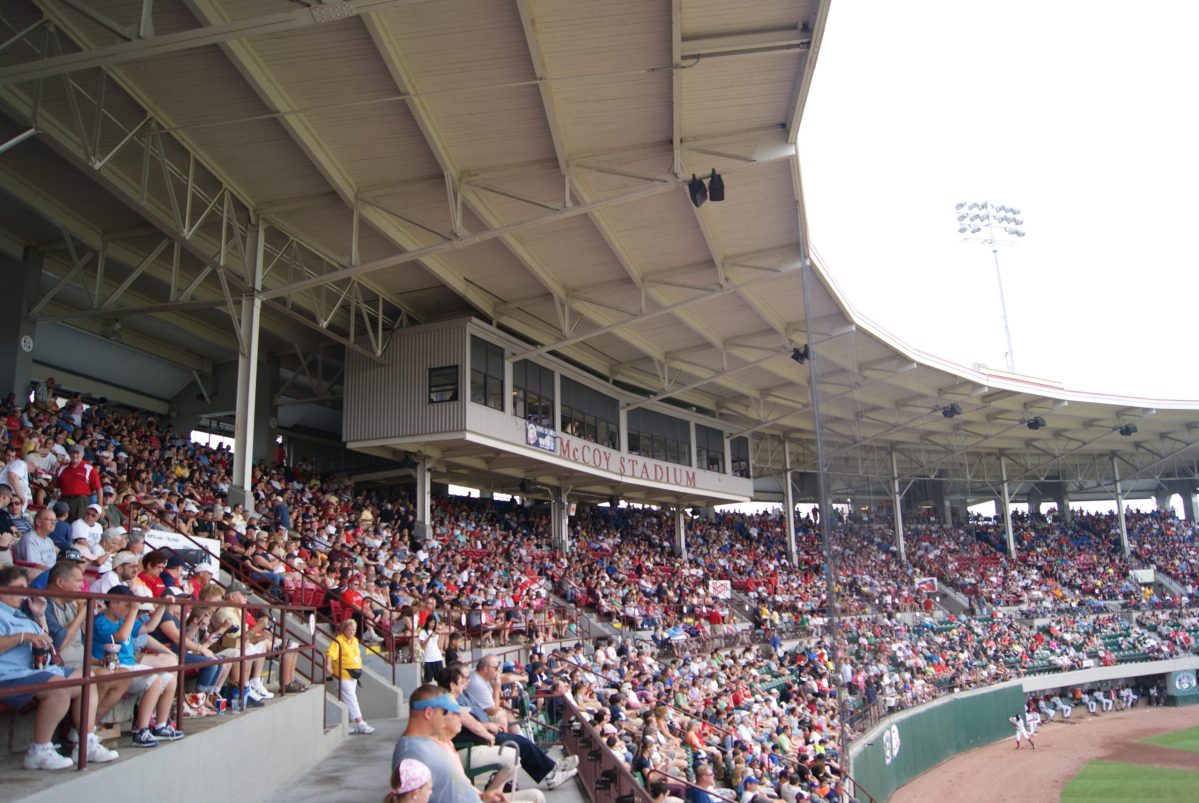 Fans watch the PawSox play at McCoy Stadium in 2013.