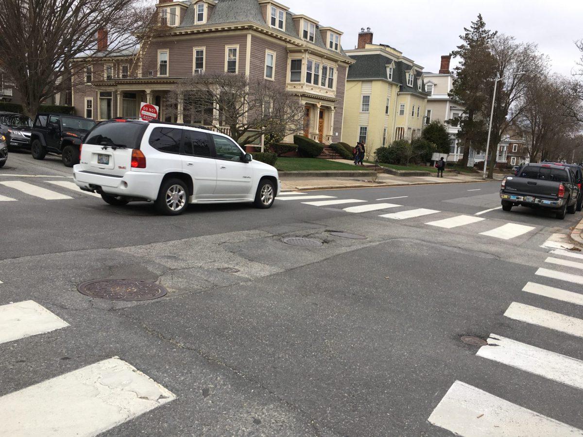 This pothole at the intersection of Ives and Waterman Street in Providence is in the same spot where Christoph Schorl's bicycle accident happened in 2012