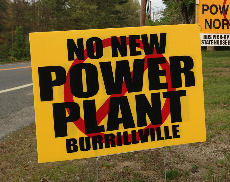 A yard sign opposing the construction of the power plant.