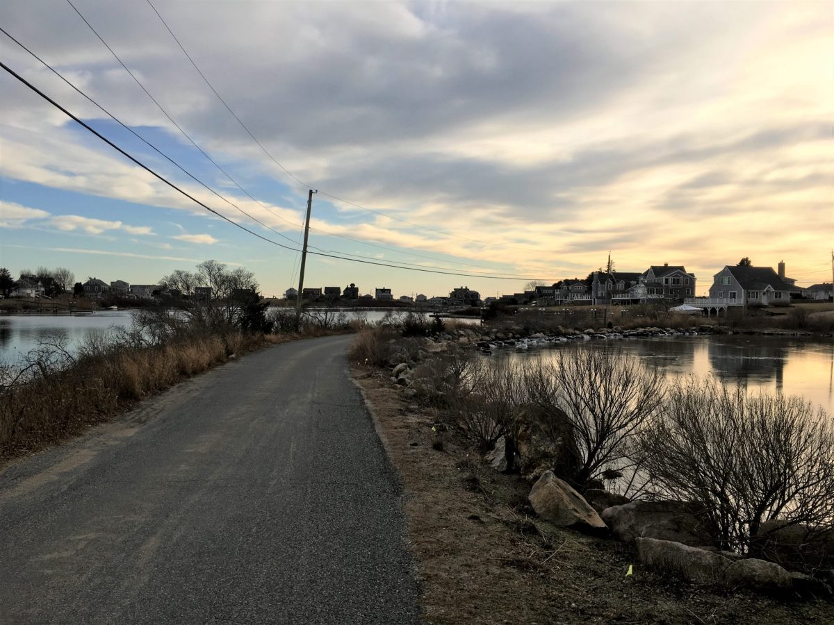 A causeway connects homes on Prospect Road to the rest of Matunuck.