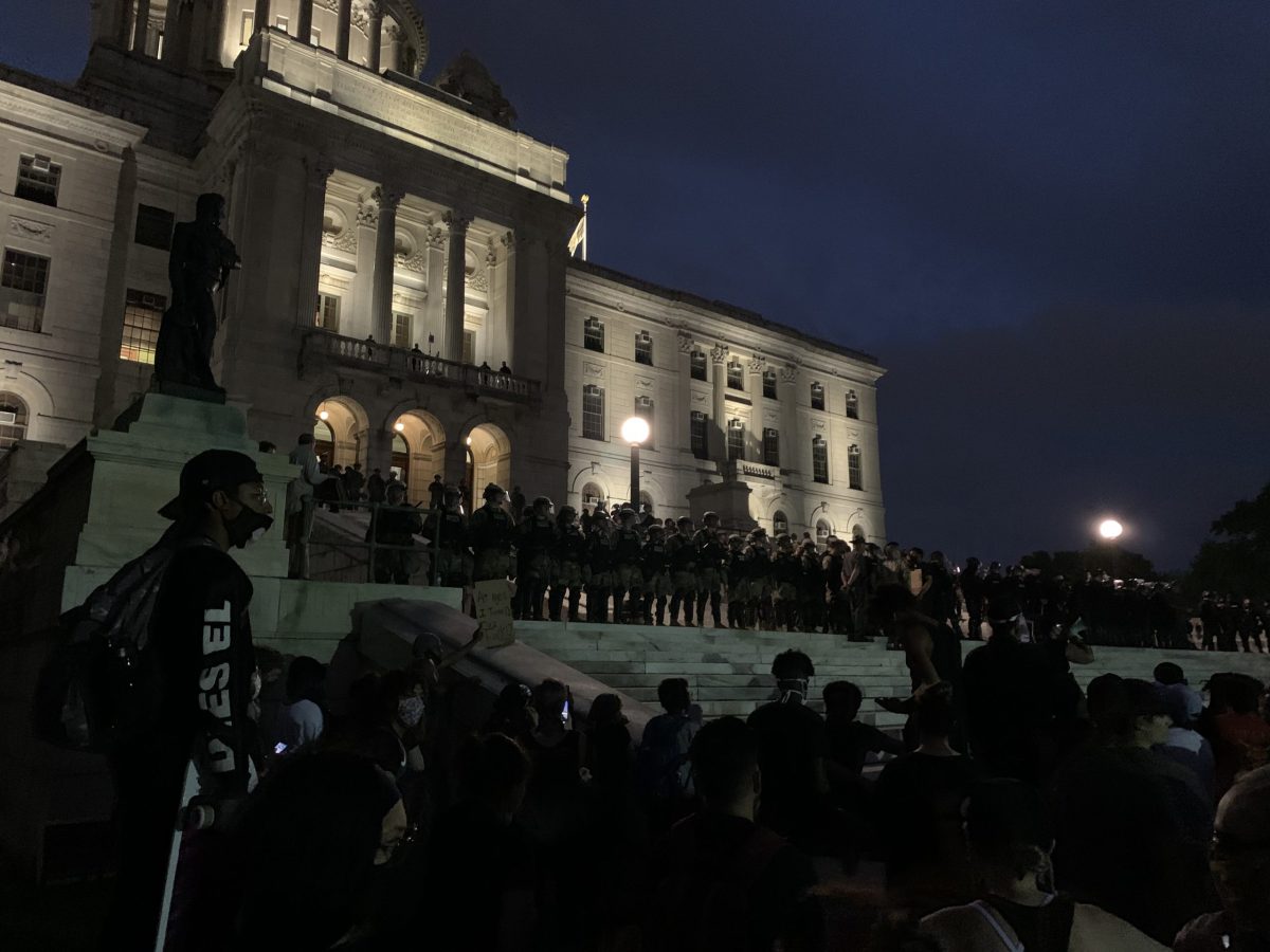 Members of the National Guard faced off with protesters.