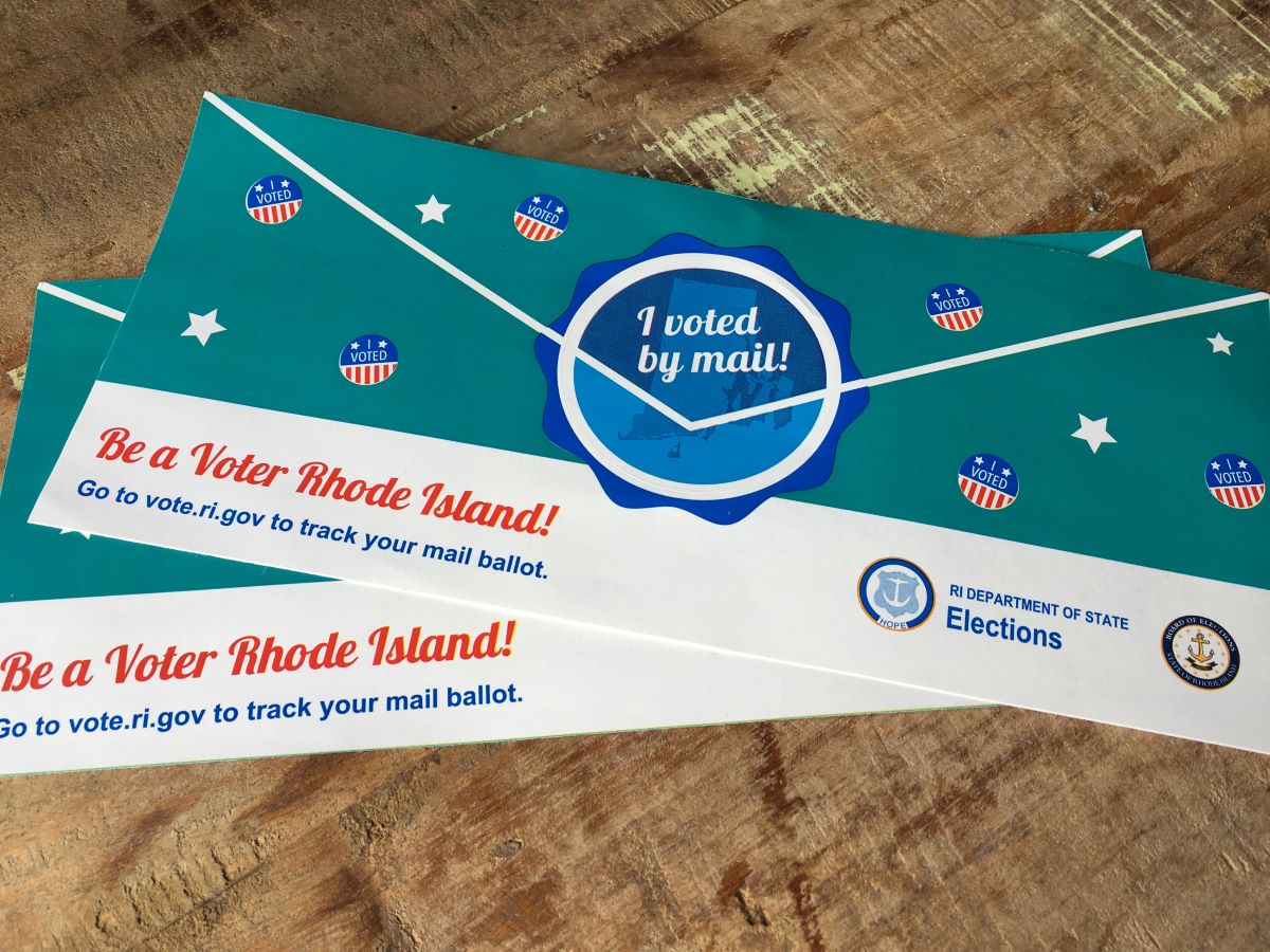 Rhode Island's "I Voted By Mail" stickers