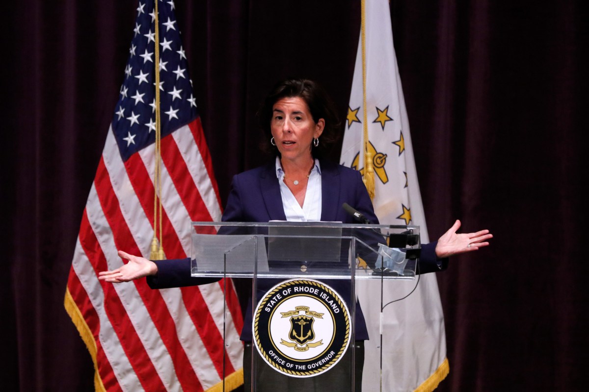 Governor Raimondo at press conference.