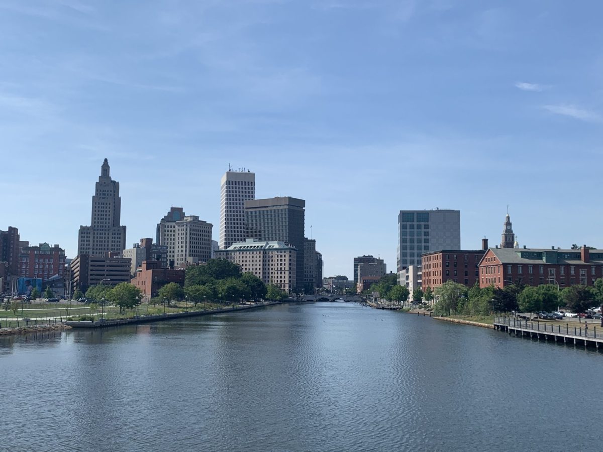 Downtown Providence from the pedestrian bridge.