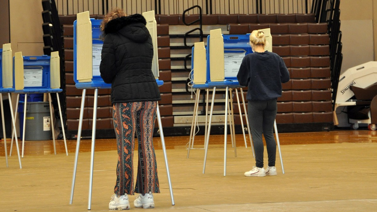 Voters cast ballots at Pizzitola Memorial Sports Center at Brown University on Nov. 3, 2020.