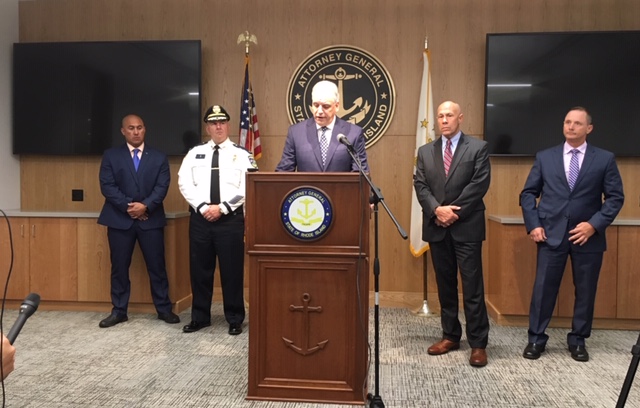 Attorney General Peter Neronha during a 2019 news conference