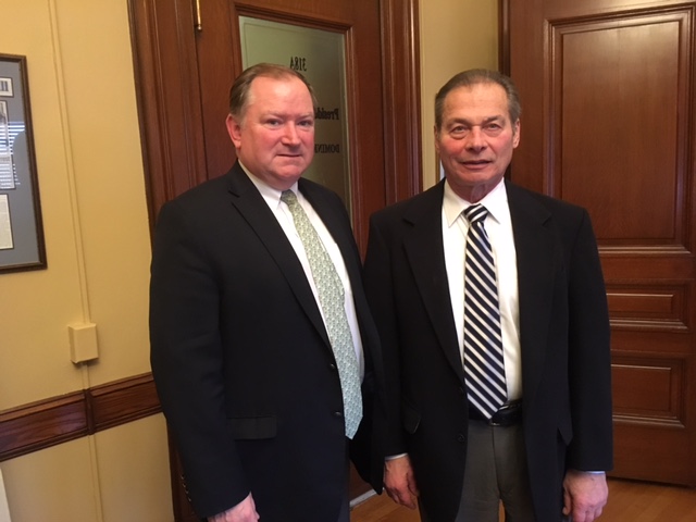 McCaffrey (left) with Senate President Dominick Ruggerio in 2018.