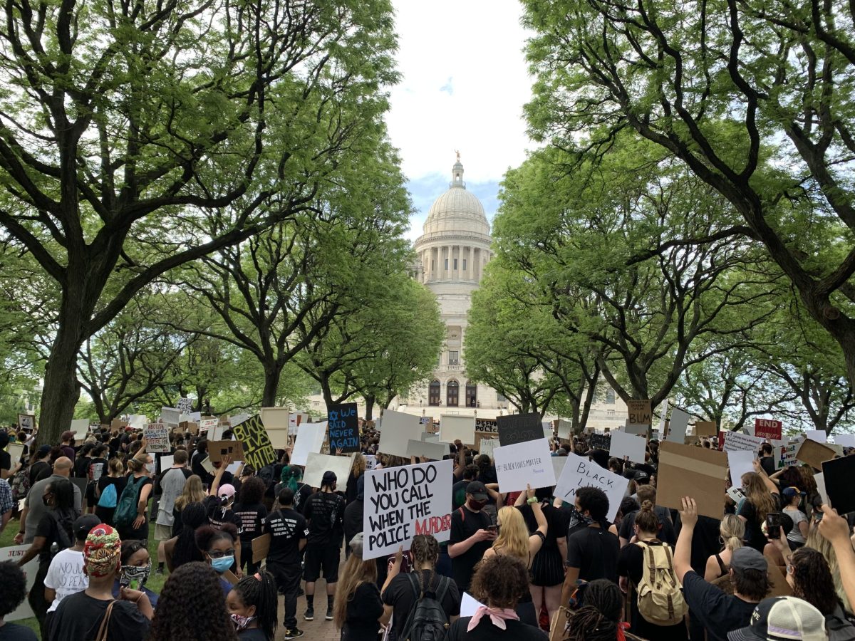 Protests outside the RI State House June 2020