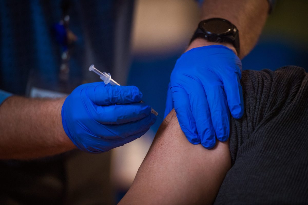 A vaccination clinic at Elmwood Nursing Home in Providence, R.I. in January 2021