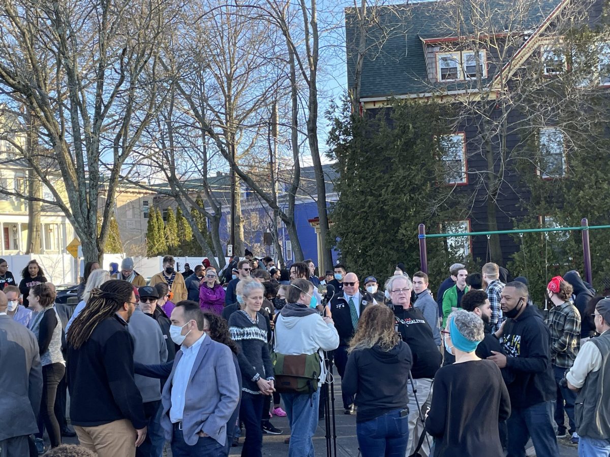 Dozens of people gathered at Billy Taylor Park in Providence on Wednesday afternoon.