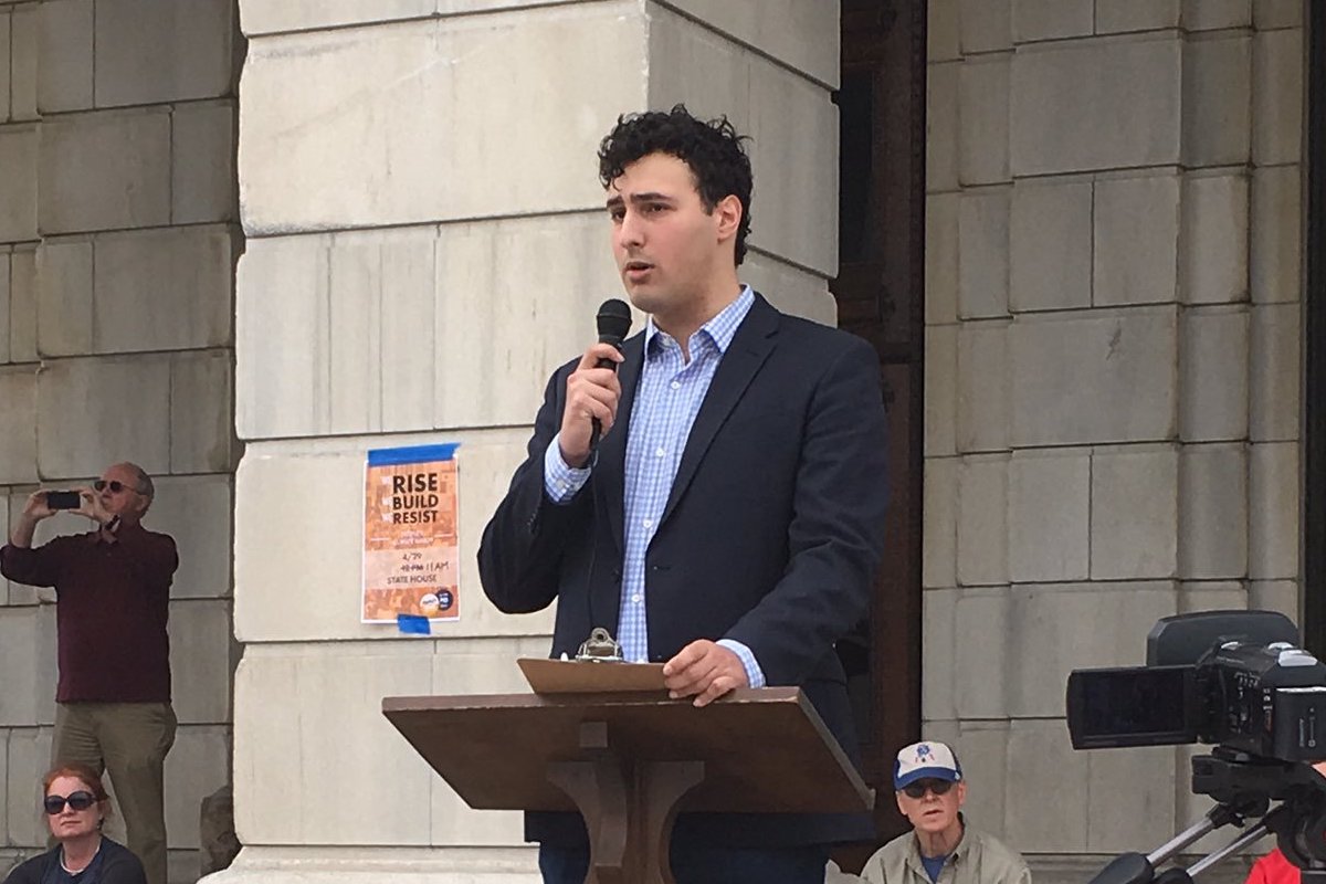 Former state Rep. Aaron Regunberg at a climate mobilization in 2017.