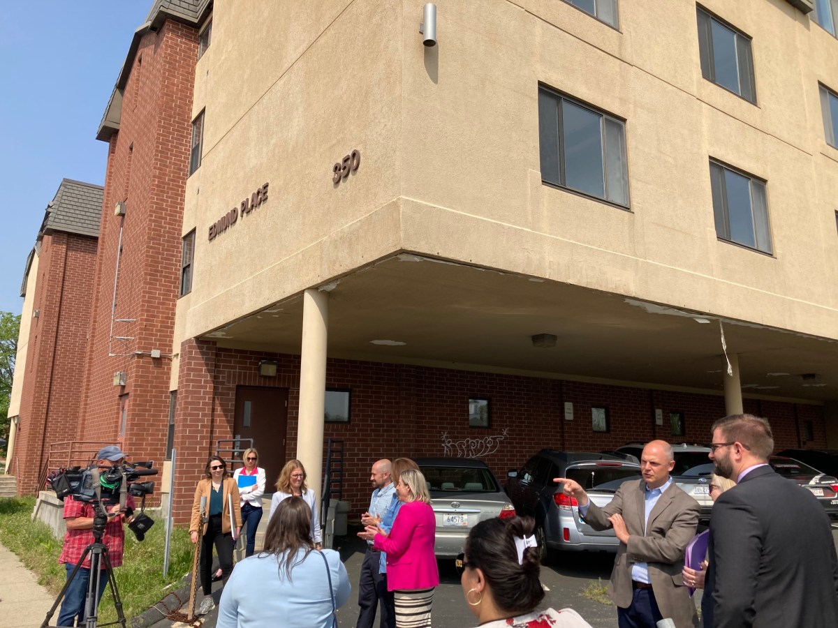 Reporrters and supporters took part in a tour of part of the site in East Providence.