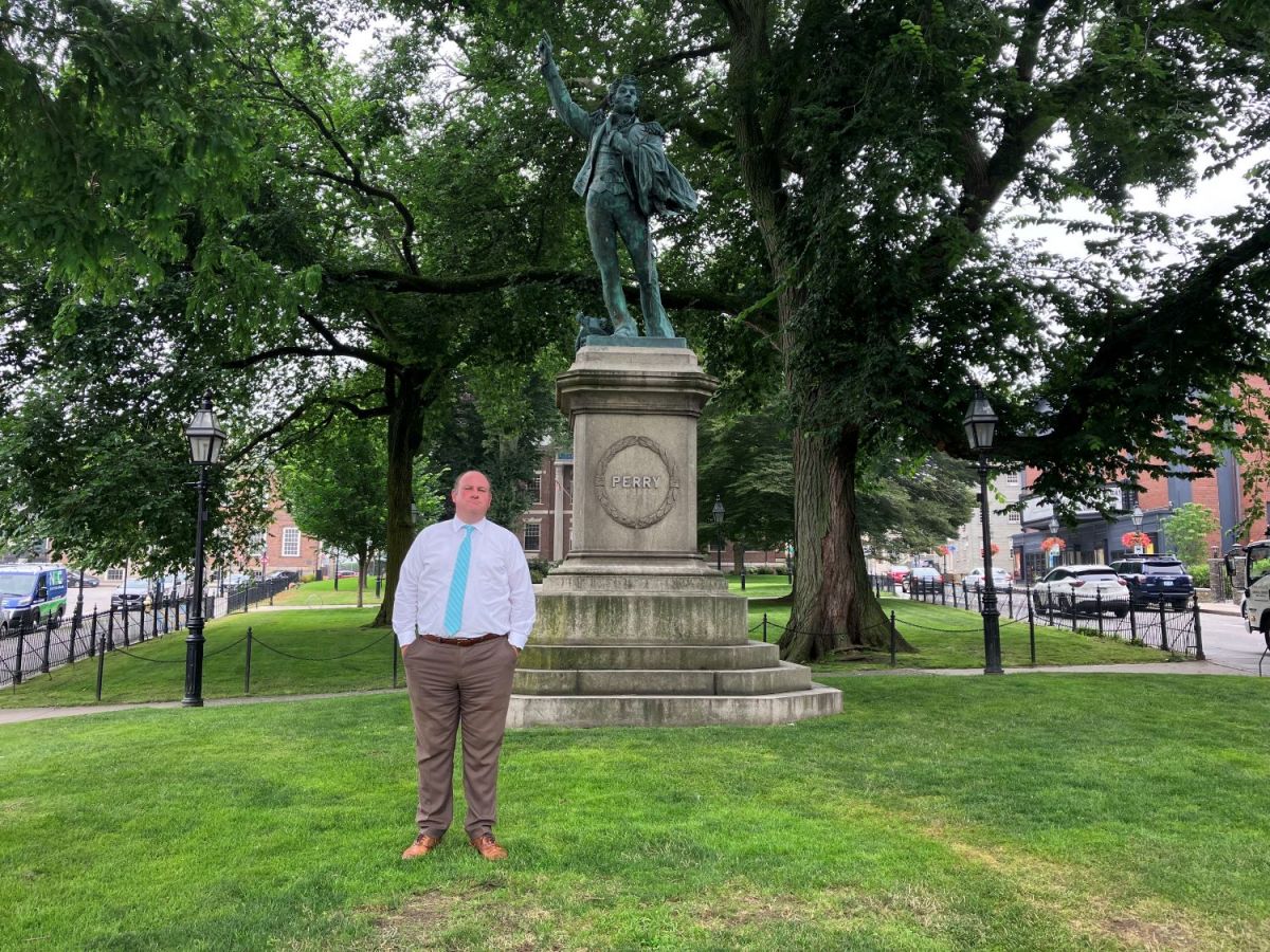 Newport Election Administrator Stephen Waluk resigned his position effective Friday, July 21, 2023. A longtime resident of Newport, he poses for a photograph at Washington Square park on Tuesday, July 18, 2023.
