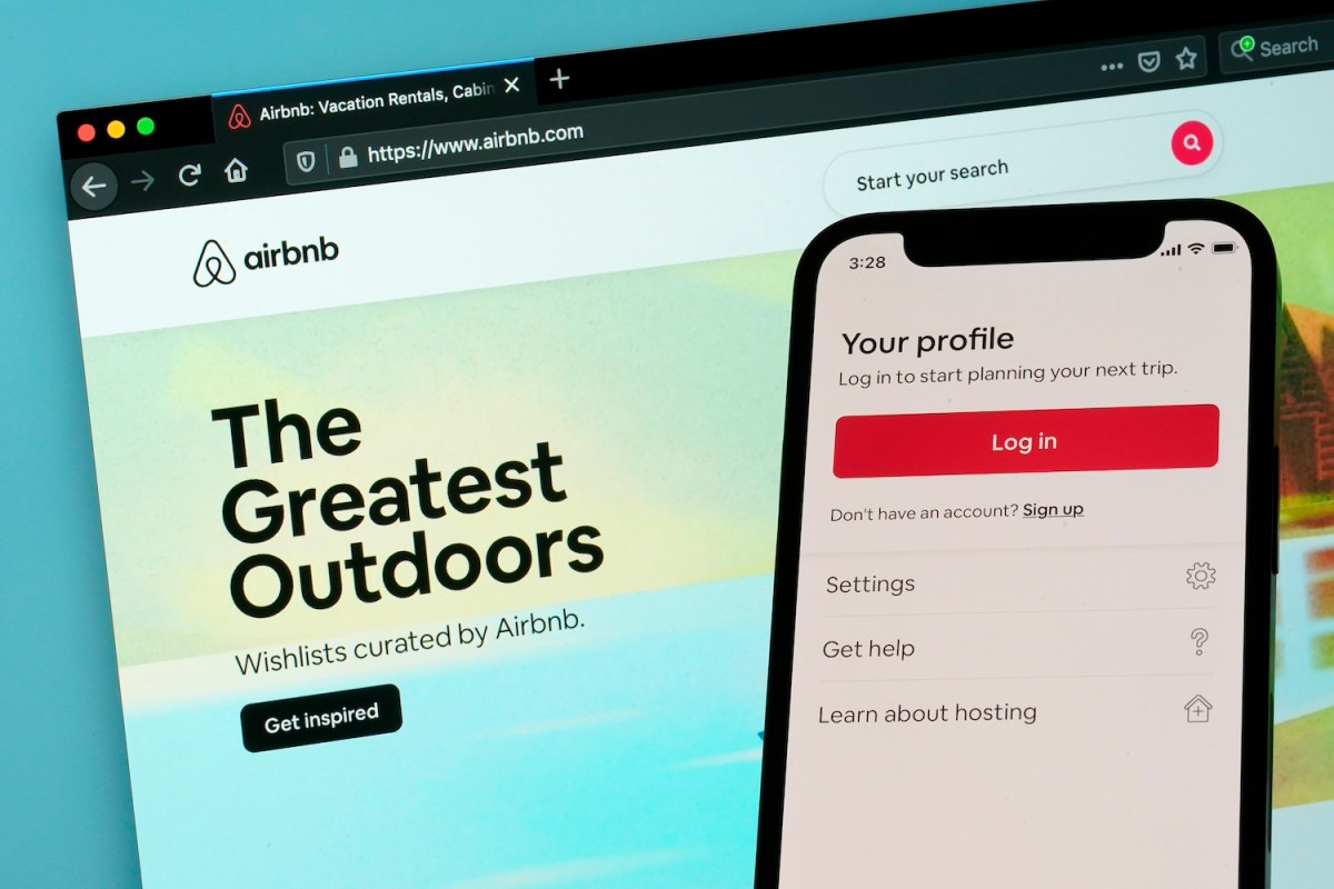 Image of Airbnb home page and phone app