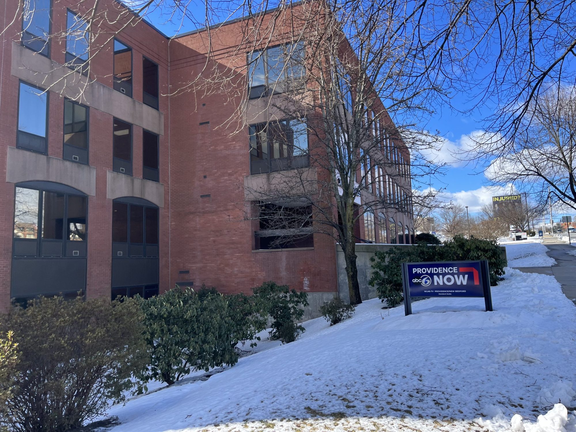 ABC6 headquarters as pictured from outside on a sunny day with snow on the ground.