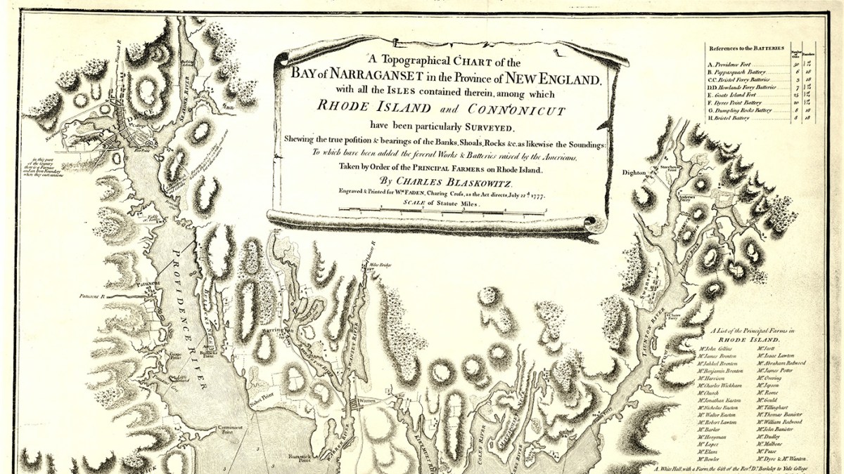 1777 chart of Narragansett Bay