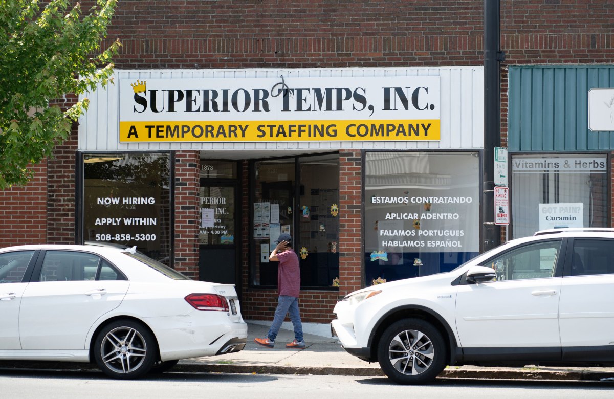 Entrance to the staffing agency, Superior Temps Inc., in New Bedford, Massachusetts.