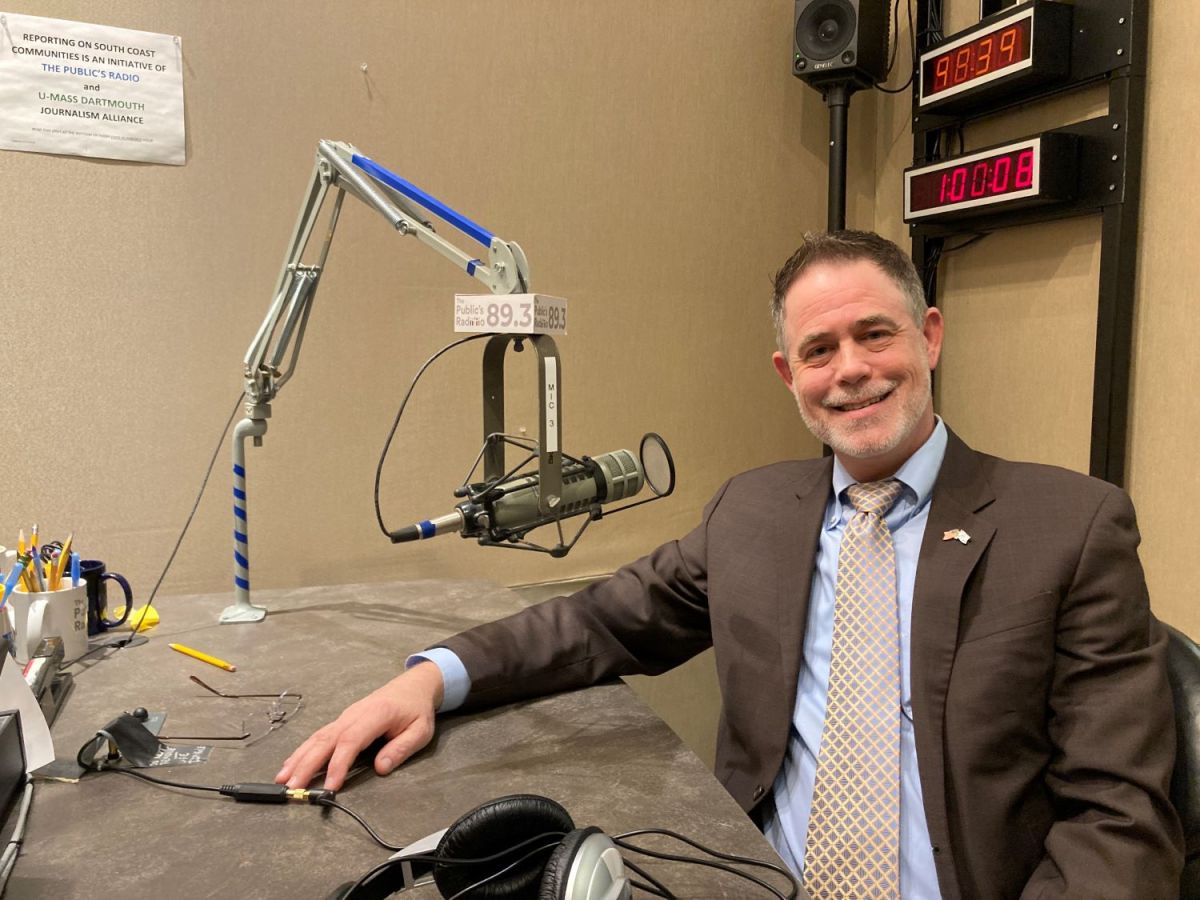 Republican leader in the RI House, Mike Chippendale in The Public's Radio studio