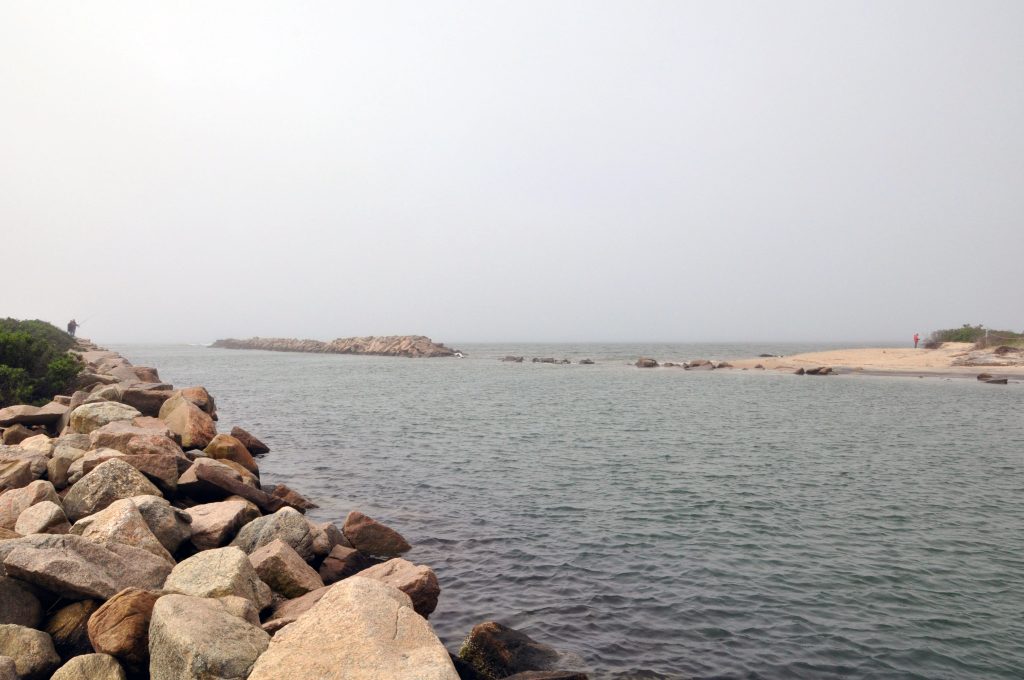 Damage to the west end of the Charlestown Barrier Beach is pictured on May 21, 2024.