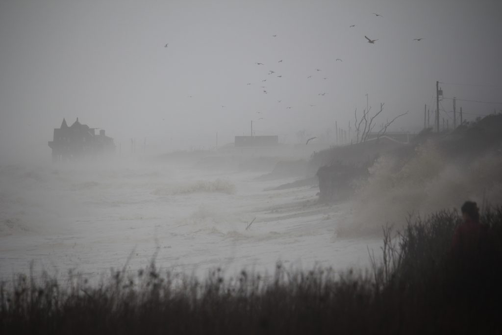 A storm hits the beach in South Kingstown.