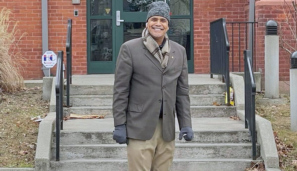 A photo of Cedric Huntley outside of the Nonviolence Institute building in Providence.