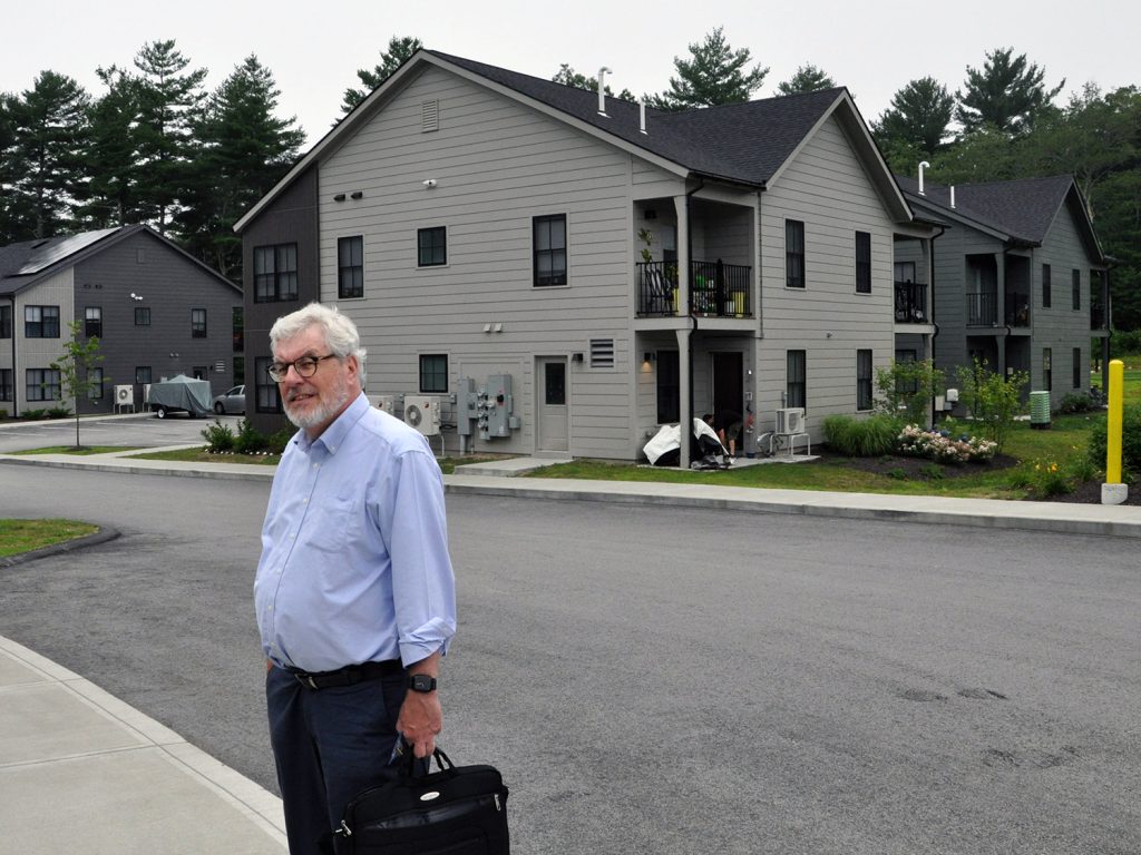 Frank Shea, executive director of Women’s Development Corporation, is pictured at Pine View Apartments in Exeter. The organization completed construction of the 40-unit development in 2022. Pine View houses people living on 30 to 60% of the area median income.