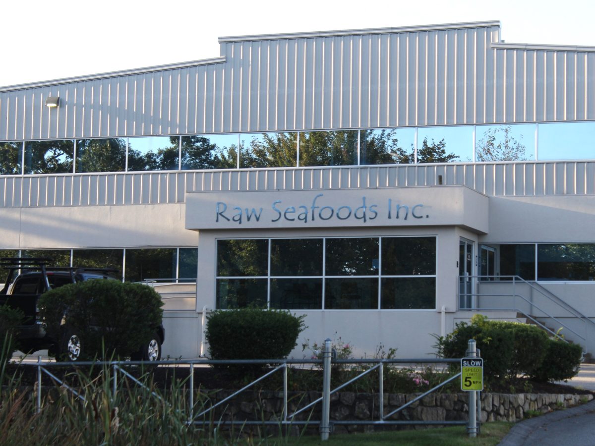 An exterior view of Raw Seafoods' seafood processing facility in Fall River's industrial park.